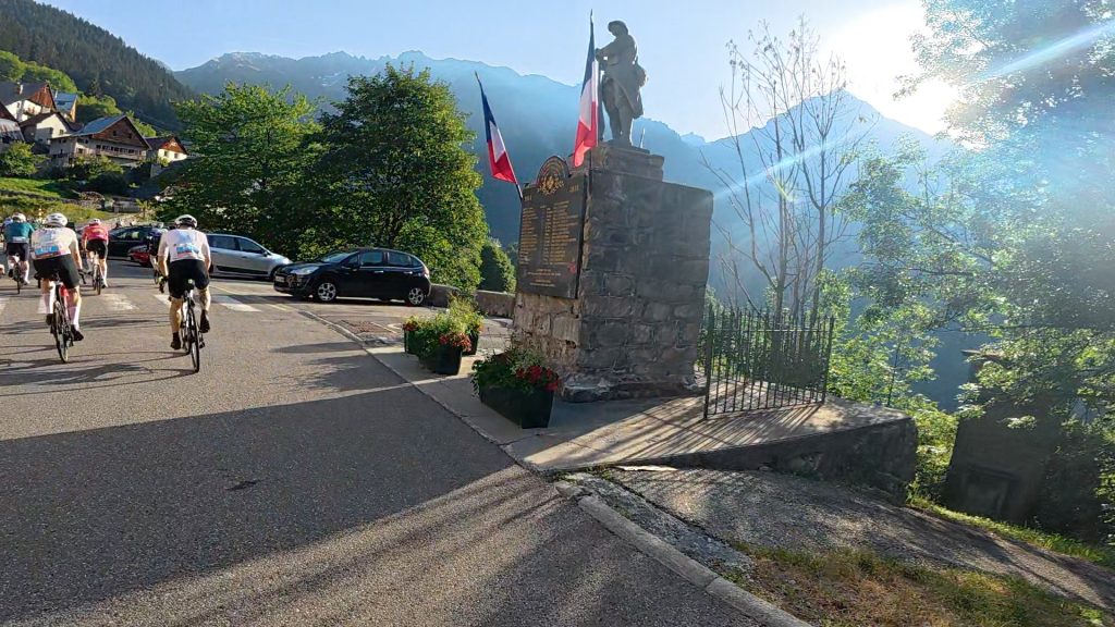 French war monument on the Glandon climb